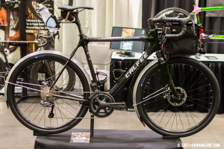 The Calfee Dragonfly "randoneer'd out." NAHBS 2016. © Clifford Lee / Cyclocross Magazine