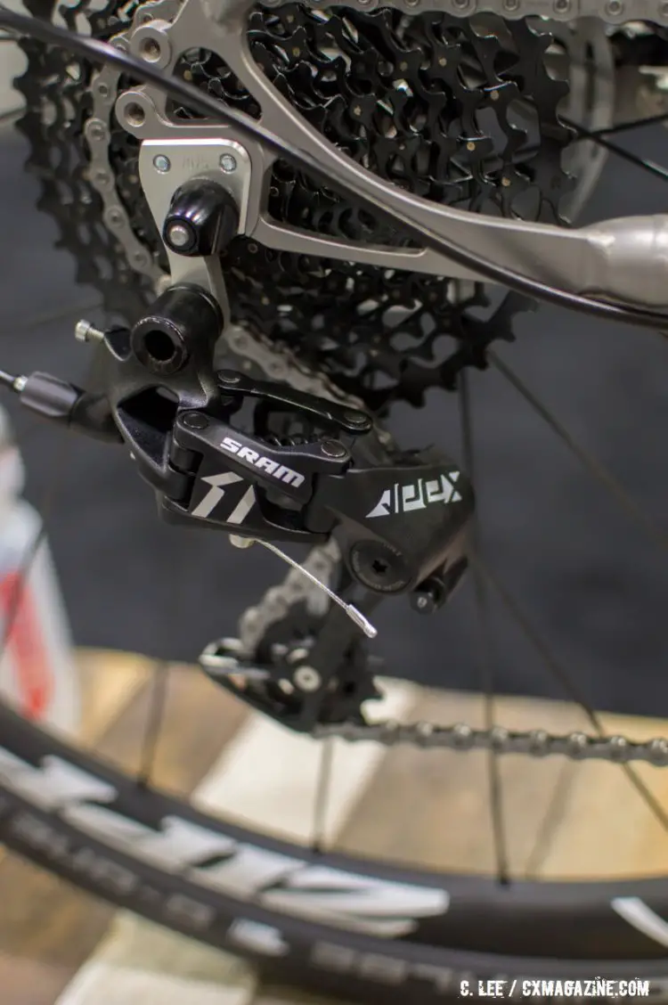 SRAM's new Apex 1 rear derailleur has the same design and features as the Rival and force 1 models. NAHBS 2016. © Clifford Lee / Cyclocross Magazine