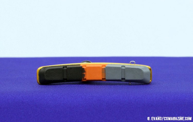 Box’s own triple-compound 70mm brake pads come in an eccentric tri-tone color scheme. © G. Evans / Cyclocross Magazine