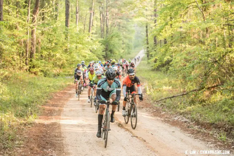 The 108 mile field hits the first climb on the first gravel section. © Ken Lim / Cyclocross Magazine