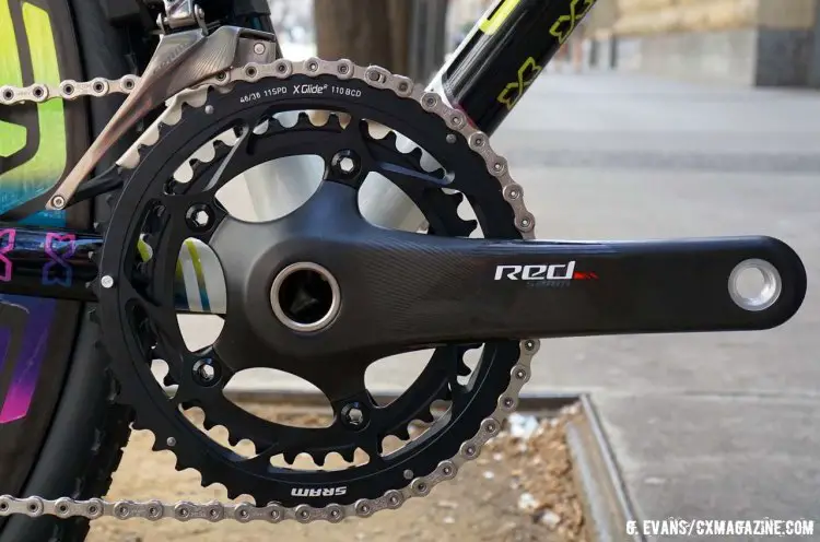Lov’s ‘cross bike sports the newly rebranded SRAM RED crankset. © Cyclocross Magazine