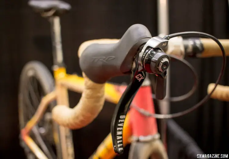 Josh Liberles' Squid featured GXH shifters that pair TRP's excellent Hylex levers and brakes with Gevenalle's Shimano Dyna-Sys clutch-based rear derailleurs. NAHBS 2016. © Cyclocross Magazine