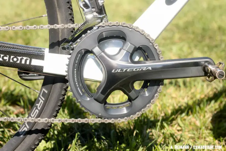 The inclusion of the Shimano Ultegra crankset is a nice touch to keep the drivetrain weight down. © Andrew Reimann / Cyclocross Magazine