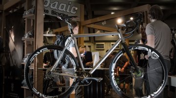 Mosaic Bespoke Bicycles' personal bike, a Team Small Batch XT1 features a Shimano Di2 1x drivetrain, with Dura-Ace crank and XTR rear derailleur. NAHBS 2016. © Cyclocross Magazine