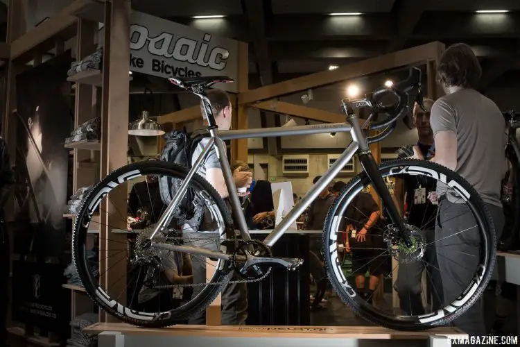 Mosaic Bespoke Bicycles' personal bike, a Team Small Batch XT1 features a Shimano Di2 1x drivetrain, with Dura-Ace crank and XTR rear derailleur. NAHBS 2016. © Cyclocross Magazine