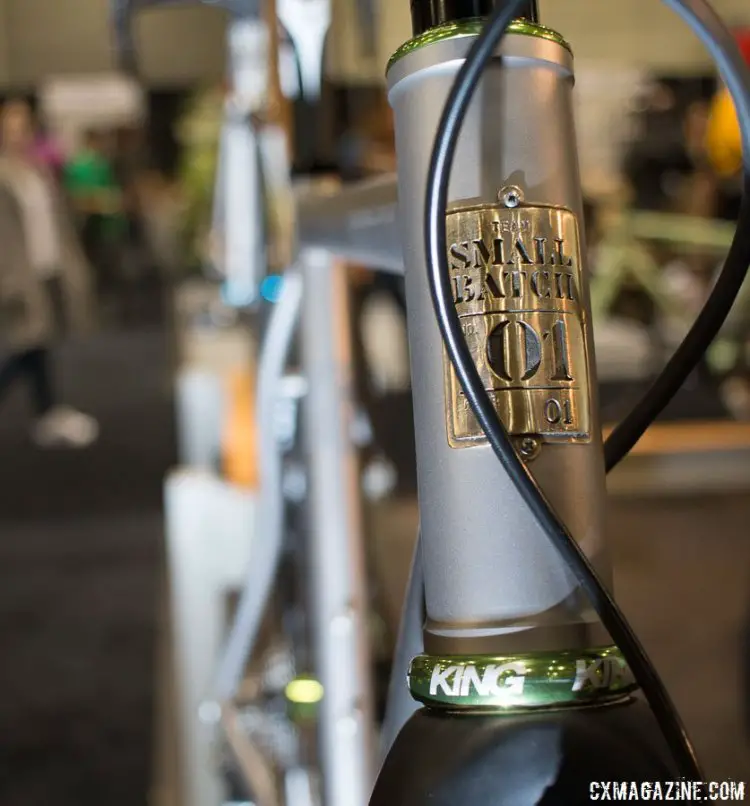 Barcheck races plenty of cyclocross, flying the colors of the Small Batch team he helped start. Mosaic Bespoke Bicycles. NAHBS 2016. © Cyclocross Magazine