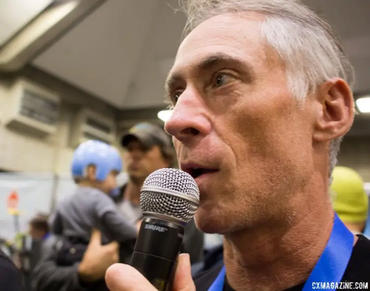 Chief judge Patrick Brady announcing a winner of one of the NAHBS 2016 awards. © Cyclocross Magazine