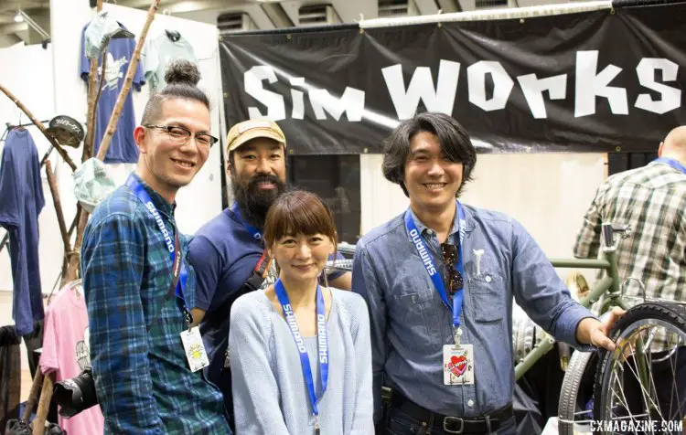 Shinya Tanaka (right) has built a little empire with his Sim Works and Circles brands in Japan, and now the company imports into the States. Tanaka has twenty employees, and brought twelve of them to the States for this trip. His businesses include a bike shop, a paint shop, component brand, an importer (including bringing Cyclocross Magazine into Japan), and a restaurant. Now he's also an exporter. © Cyclocross Magazine