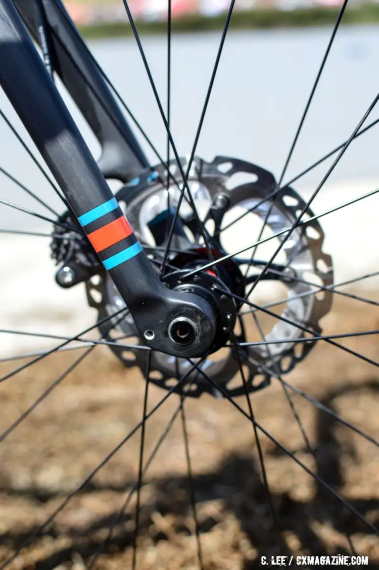 The 15mm thru axle fork was developed specifically for the carbon GT Grade. 2016 Sea Otter Classic. © Clifford Lee / Cyclocross Magazine
