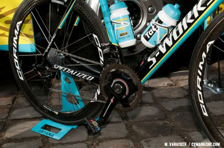 Boom's bike features a Campagnolo Super Record EPS drivetrain and an SRM power meter mated to the Super Record crankset. © Mario Vanacker / Cyclocross Magazine