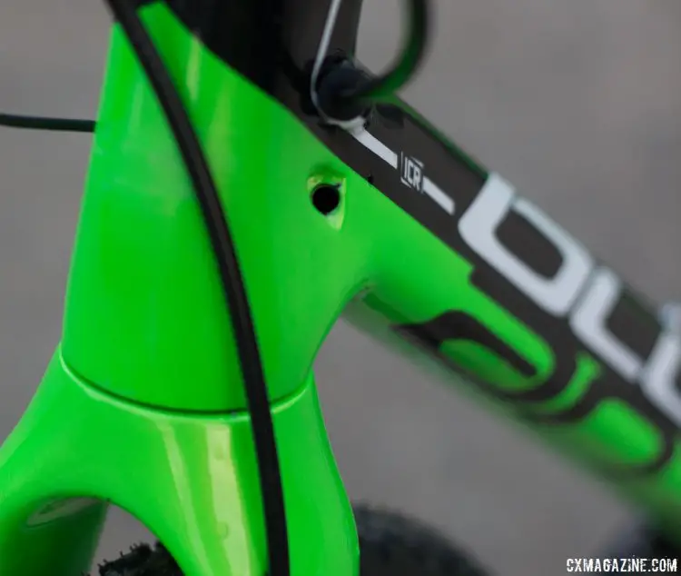 The Blue EX Di2 frame features ports for mechanical shifting sytems as well. © Cyclocross Magazine