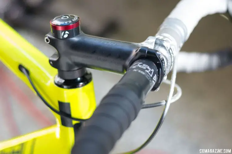 Craig Richey's Easton EC70 SL stem held his Easton EC90 SLX bars. Sea Otter Classic 2016. © Cyclocross Magazine