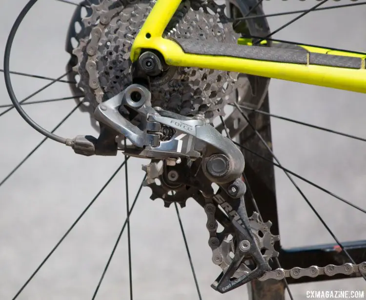 Craig Richey's SRAM Force 1 rear derailleur handled shifting duties. © Cyclocross Magazine