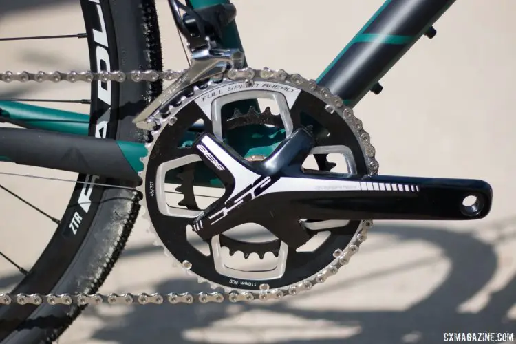 The Fuji Jari 1.3 is equipped with a Shimano 105 drivetrain mated to an FSA crankset. Sea Otter Classic 2016. © Cyclocross Magazine