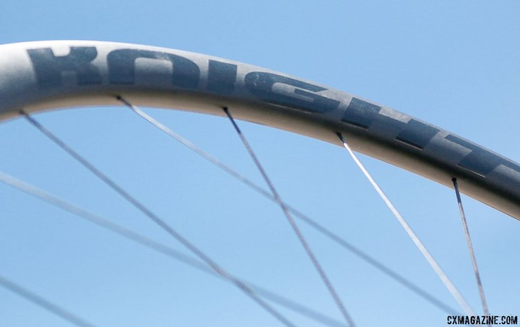 The Knight 29" Gravel wheelset looks to be a great option for cyclocross and gravel with a 370g carbon rim that's 25mm deep. Wheels for cyclocross and gravel by Knight Composites. Sea Otter Classic 2016. © Cyclocross Magazine