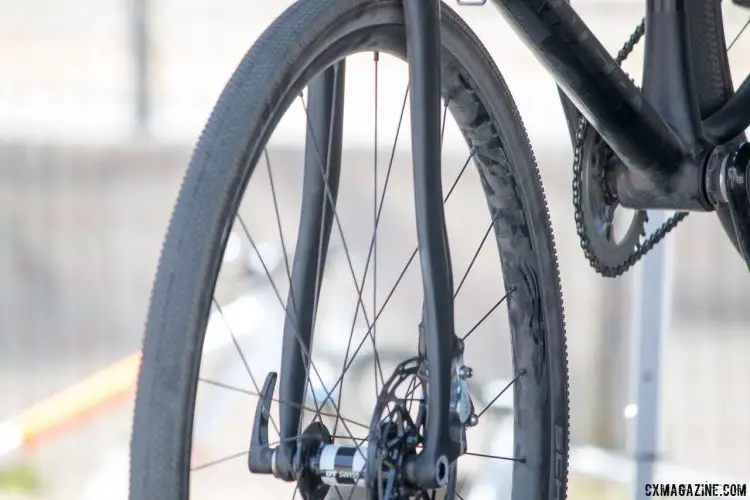 The Knight Composites 29" Gravel wheelset on display on the Turner cyclocross bike. Sea Otter Classic 2016. © Cyclocross Magazine