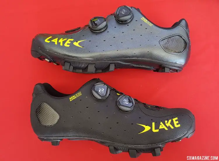 Nicole Duke, Ben Berden and other pros tested the cyclocross version of the MX331 Cross extensively, and wanted a warmer, more weather-resistant version with less mesh for nasty conditions. Thus the MX332 Supercross version was born. Lake Cycling shoes, Sea Otter Classic 2016. © Cyclocross Magazine