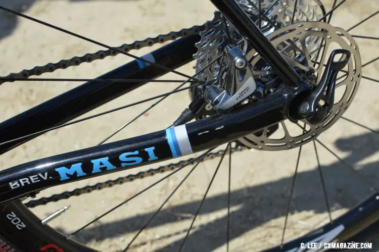 The flat mount for disc brakes on the steel frame is a nice touch that delivers clean lines and lower weight. 2016 Sea Otter Classic. © Clifford Lee / Cyclocross Magazine