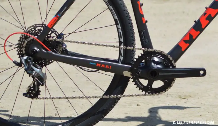 The CXRc SRAM Force 1 build bike features an option to run a front deraileur in the event 1x isn't for you. 2016 Sea Otter Classic. © Clifford Lee / Cyclocross Magazine