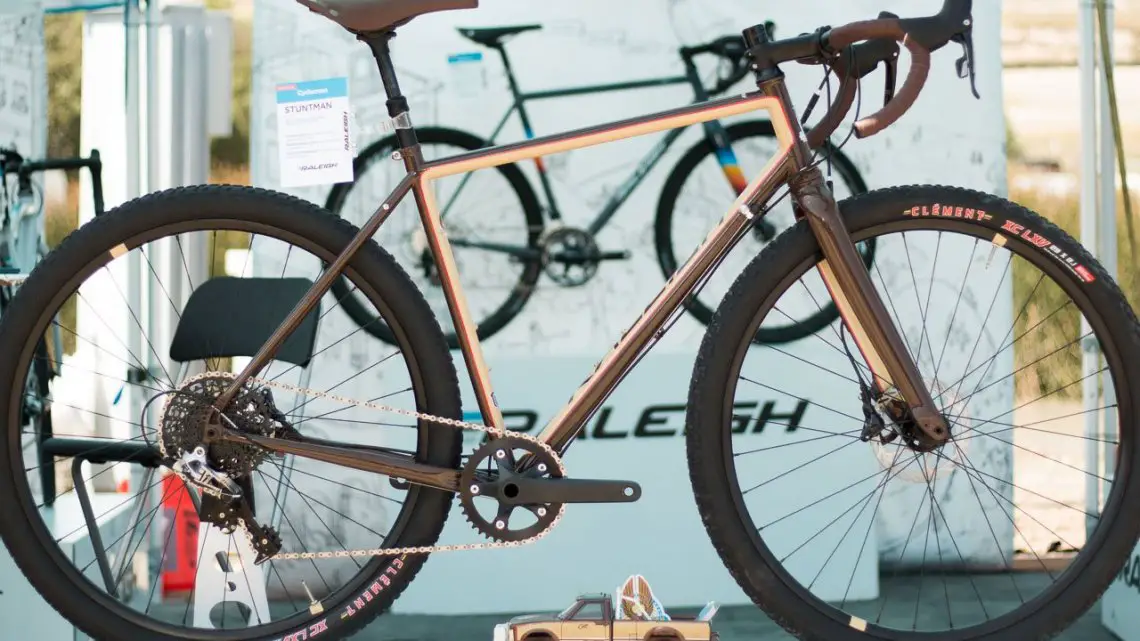 Raleigh's Reynolds steel Stuntman cyclocross/gravel/stunt disc brake bike with 2.1" tire clearance. Sea Otter Classic 2016. © Cyclocross Magazine