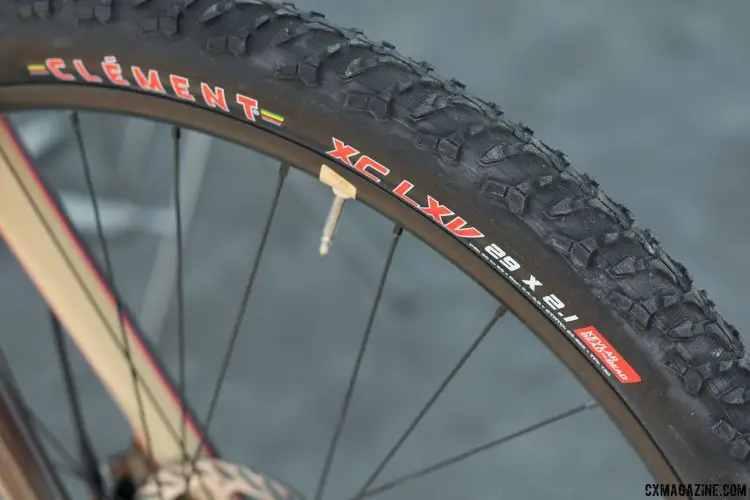 Clement's XC LXV 2.1" 29er tire makes the steel Stuntman a legit off-the-shelf monster cross bike. Sea Otter Classic 2016. © Cyclocross Magazine