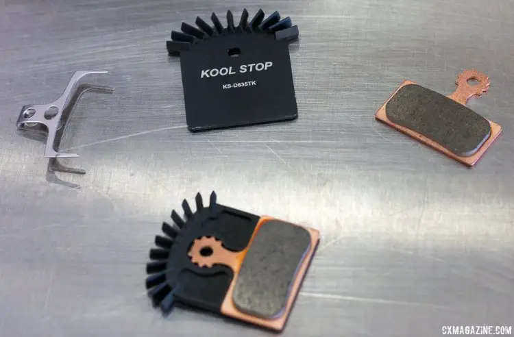 Kool Stop has a new two-part brake pad and cooling fin coming. Buy the setup for $25, and pads run $15 and are said to last longer than the one-piece $18 setup the company offers now due to superior cooling. Sea Otter Classic 2016. © Cyclocross Magazine
