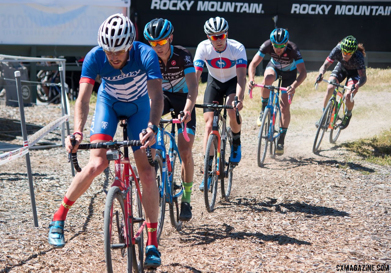 Wondering what could have been: Frederick after he was caught behind lapped traffic, and caught be the chasing four. Sea Otter Classic 2016 Cyclocross Race. © Cyclocross Magazine
