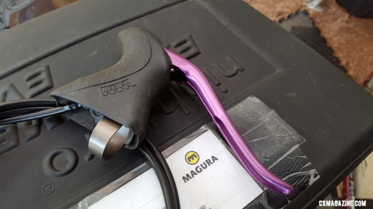 Magura's drop bar levers for hydraulic cantis, complete with purple annodized lever blade. ©️ Cyclocross Magazine