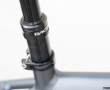 The Race Face Turbine 150mm dropper post is a nice touch, but feels excessive for most riding you'll do on the Coastline Cycle Co. The One SSRX 650b bike. © Cyclocross Magazine