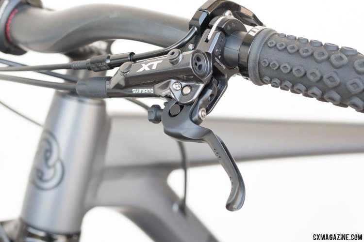Deore XT hydraulic brakes provide powerful stopping. Coastline Cycle Co. The One SSRX 650b bike. © Cyclocross Magazine