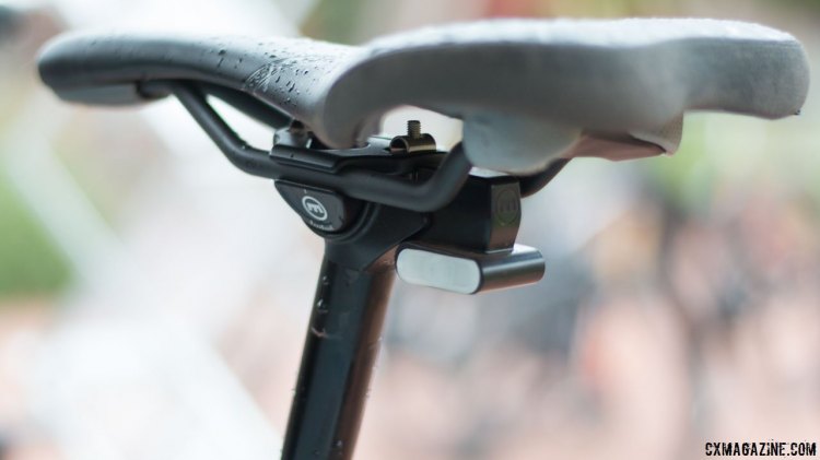 Magura's new Vyron wireless dropper post simplifies setup and enables swapping between bikes in seconds. Magura Ride Camp 2016. © Cyclocross Magazine