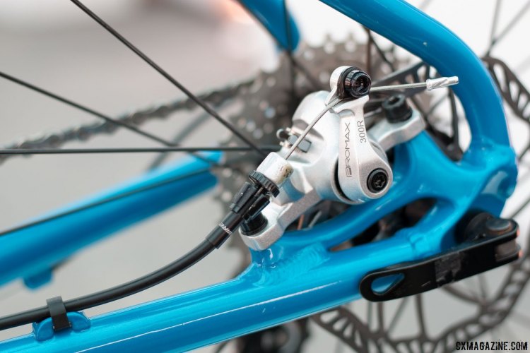 If your kid craves a bike just like mom or dad's they'll likely want disc brakes. Raleigh's RX24 comes through with post moun cable activated disc brakes. Sea Otter Classic 2016. © Cyclocross Magazine