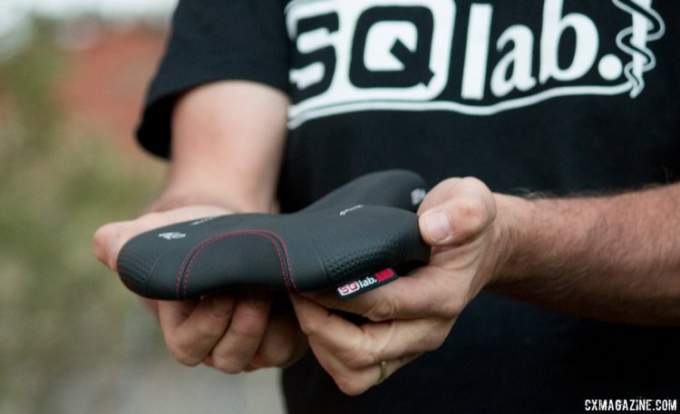 Wide saddles don't have to be as soft and heavy as a couch. SQlab offers wider saddles, including this 17mm model, but still with a lightweight build and padding. Magura Ride Camp. © Cyclocross Magazine