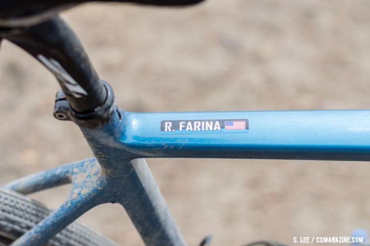 One of the few markings on Farina's custom-painted Stigmata. 2016 Lost & Found. ©️ Clifford Lee / Cyclocross Magazine