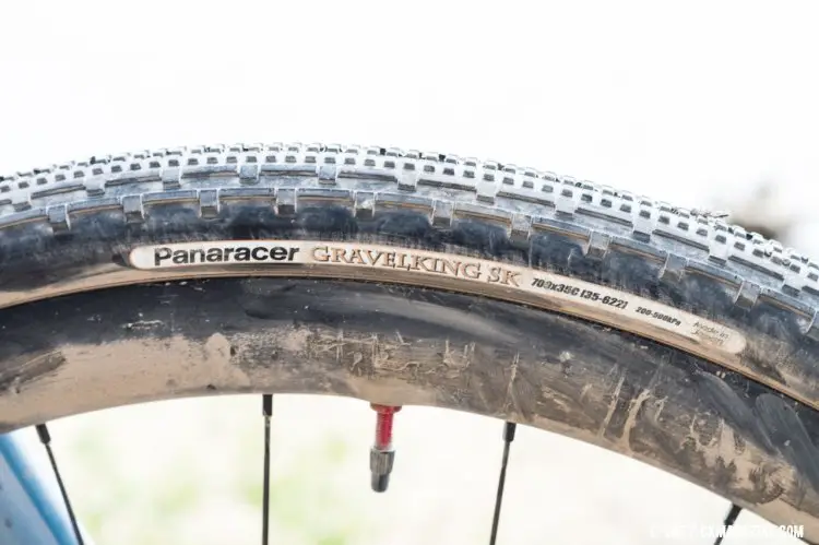 Farina ran the Panaracer Gravel King SK tubeless 35mm tire on Stan's NoTubes Avion rims. 2016 Lost & Found. ©️ Clifford Lee / Cyclocross Magazine