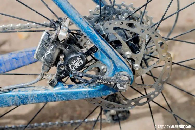 Cable/haudraulic brakes for Farina with TRP's HyRd calipers. The Stigmata is 142mm thru axle. 2016 Lost & Found. ©️ Clifford Lee / Cyclocross Magazine