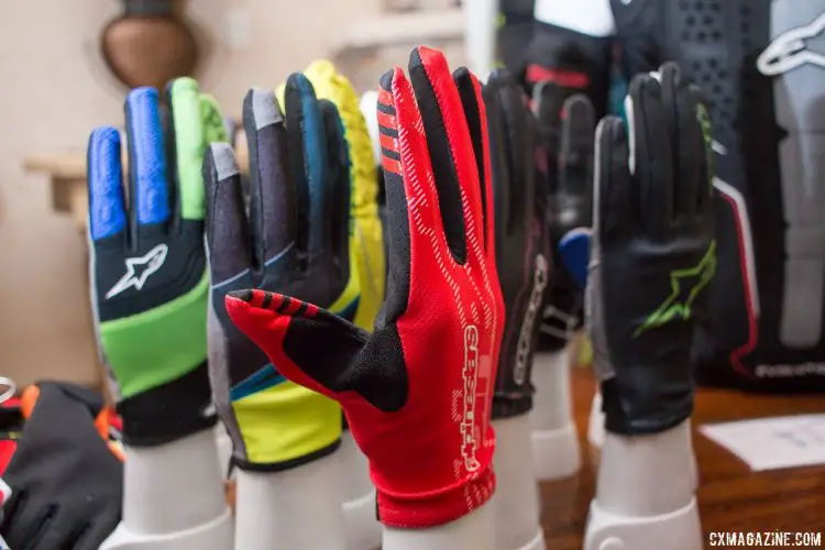 Alpinestars offers a full suite of gloves for all types of cycling. Short finger, long finger, winter, padded or unpadded. Press Camp 2016. © Cyclocross Magazine