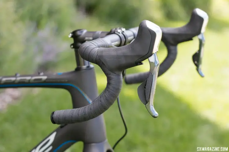 Shimano R785 levers and Ultegra Di2 might make the Blue Bicycles Prosecco EX gravel bike the deal of the year. Blue Bicycles is getting aggressive in gaining back marketshare after a brief hiatus. Press Camp 2016. © Cyclocross Magazine