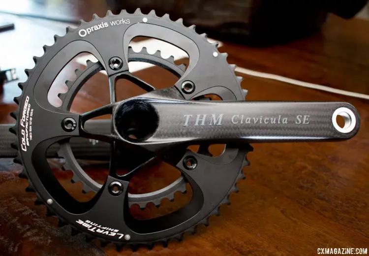 THM Carbones Clavicular crankset is made in Germany, has a long waiting list, weighs 420g including bottom bracket without rings, and claims the highest stiffness-to-weight ratio. 3T now owns the German company. © Cyclocross Magazine