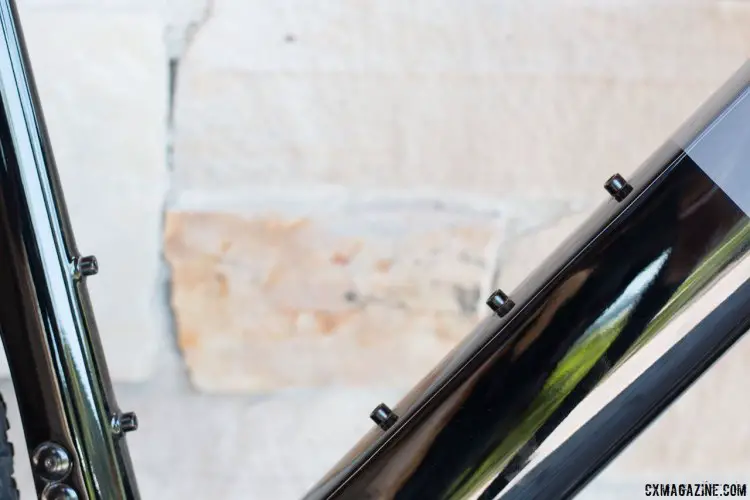 3T Exploro gravel/cyclocross bike features two positioning options for the down tube bottle cage - you'd use the top one to run two bottle cages. © Cyclocross Magazine