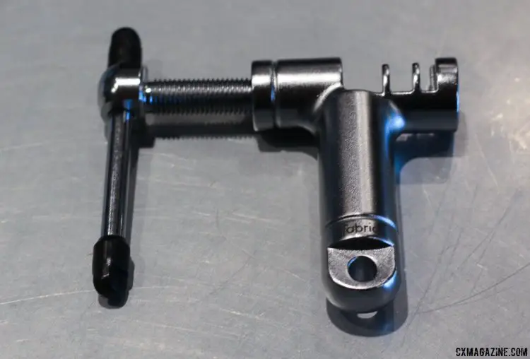 The new chaintool from Fabric isn't revolutionary, but offers the ability to spread a chain's stiff links, and has a press-fit pin that's double sided in case you bend the tool's pin. Press Camp 2016. © Cyclocross Magazine