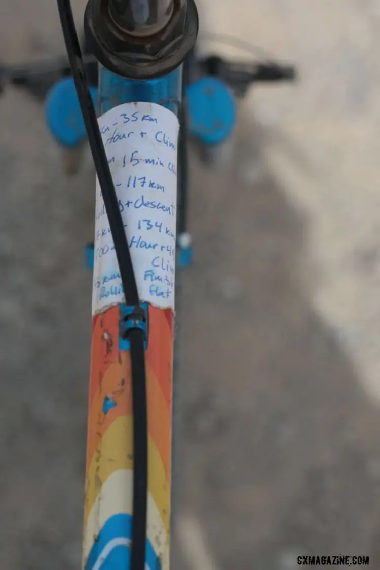 Just like the pros. A top tube cue sheet to go along with the Garmin. Lost and Found 2016. © Cyclocross Magazine