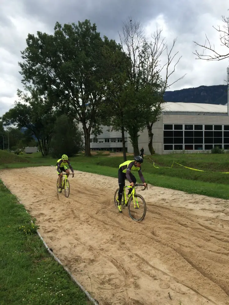 The two Svens tackle the sand at the UCI. UCI CX Training Camp 5.0. Photo courtesy Geoff Proctor. 