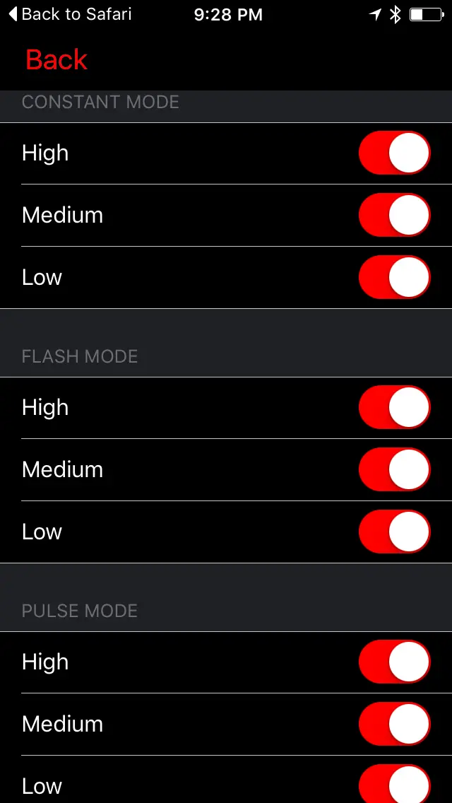 You can also turn on or off the different light modes on the Fly12, to reduce the number of button presses to get to your preferred light modes.