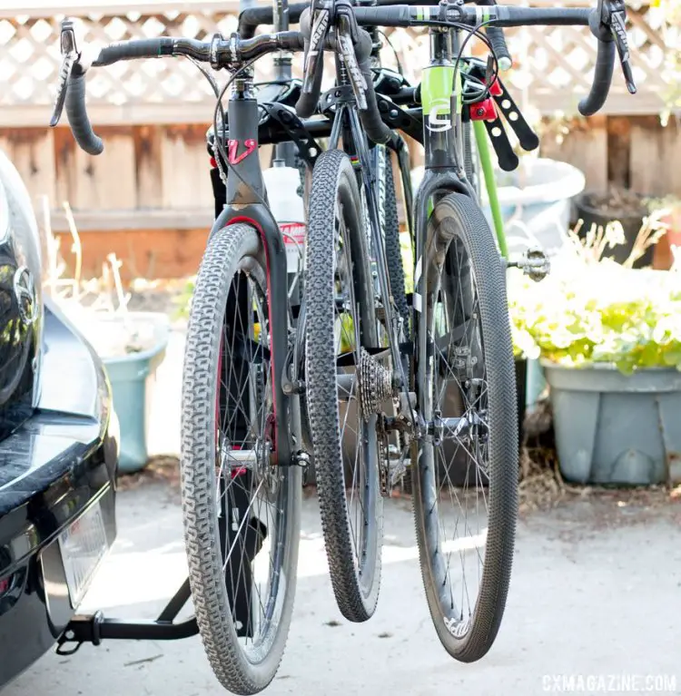 Allen Sports S535 Premier 3-bike hitch rack fits large drop bar bikes, without the frames touching. © Cyclocross Magazine