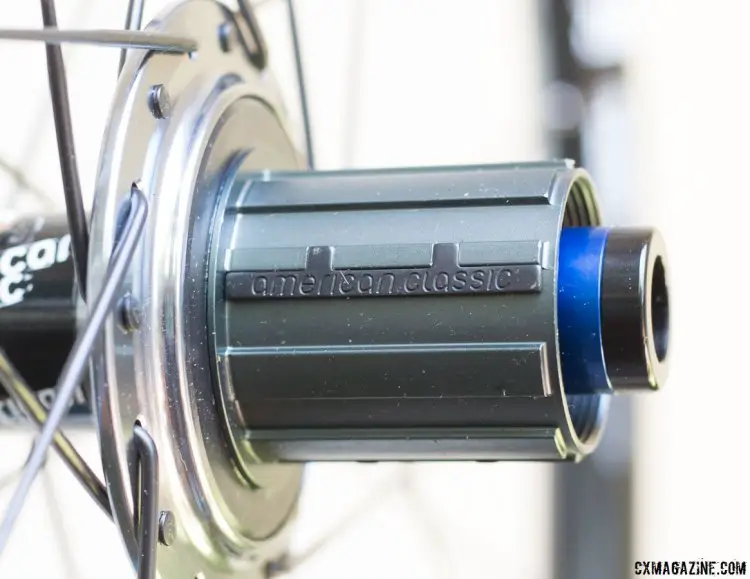 We appreciate the little touches like the steel guard on the spline to prevent a cassette cutting into the freehub. American Classic MTB Race wheels. © Cyclocross Magazine