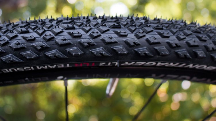 The new LT2 TLR tubeless gravel tire from Bontrager is originally a hybrid tire, but the TLR Team Issue is intended for "gravel, paths, roads, and alleys." © Cyclocross Magazine