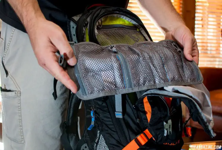 The Camelbak Mule LR comes with some handy accessories, including this foldable convenient foldable tool pack. Press Camp 2016. © Cyclocross Magazine