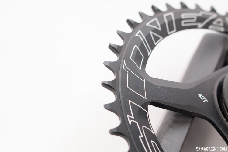 Easton's new EC90 SL carbon crankset utilizes a spiderless crank arm and quickly swapped chainrings. © Cyclocross Magazine