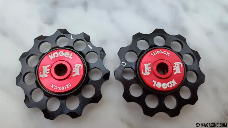 Gevenalle's new sealed Kogel bearing alloy pulleys for cyclocross features a directional tooth profile on the lower pulley. © Cyclocross Magazine